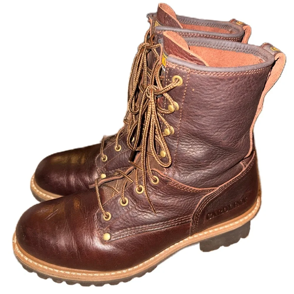 Carolina 12 EE Elm Boots Steel Toe Wide Brown Leather Logger #1821 Work Lineman - Picture 3 of 11